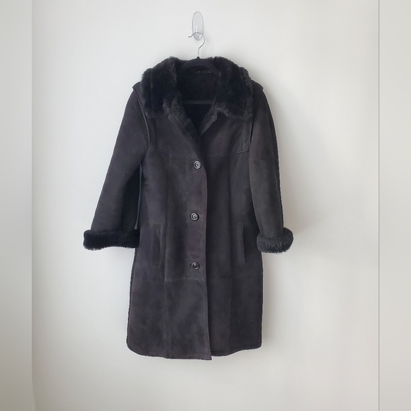 Vintage Jackets & Blazers - Vintage Black Leather Attic Shearling sheepskin Coat